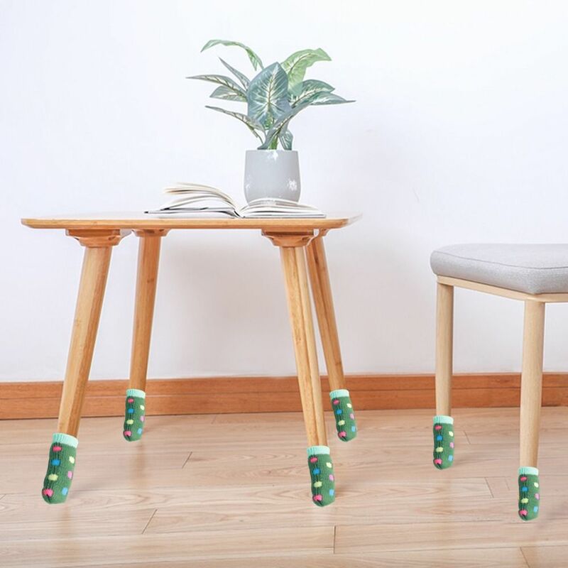 Calcetines elásticos de punto para muebles, 4 piezas, antideslizantes, fundas para patas de silla, almohadillas para pies de mesa, gorro, botines para muebles