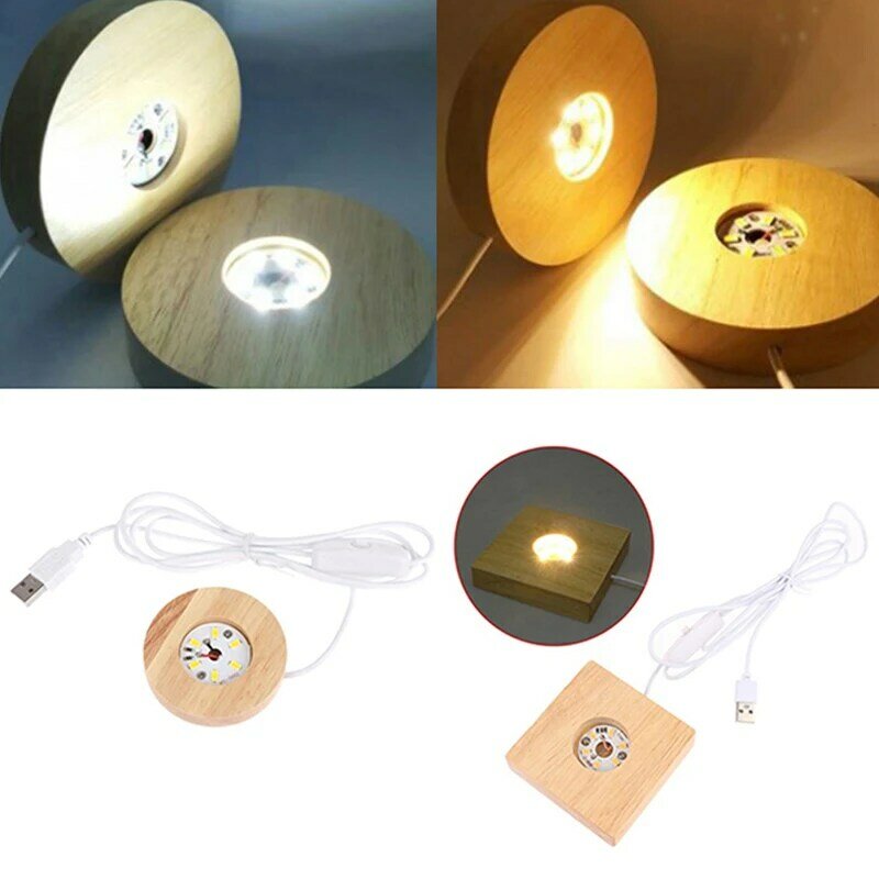 8cm Holz LED Licht Dispaly Basis Holz Nacht Lampe Basis LED Licht Display