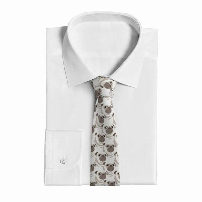 Mens Tie Slim Skinny Cute Staring Pugs Necktie Fashion Free Style Tie for Party Wedding