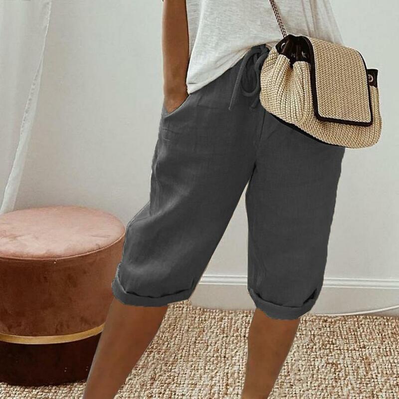 Women Summer Shorts Casual Elastic Drawstring Waist Loose Short Solid Color Comfortable Casual Trousers Women's Clothing