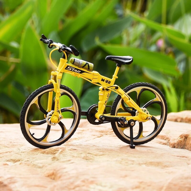 Modelo 1:10 de bicicleta de montaña de aleación fundida a presión, plegable de Metal, carreras de bicicletas de montaña, colección de simulación, juguetes de regalo para niños