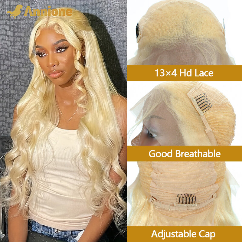 Peluca de cabello humano rizado para mujer, postizo de encaje Frontal 613, HD, transparente, Rubio 100%, 13x4, prearrancado