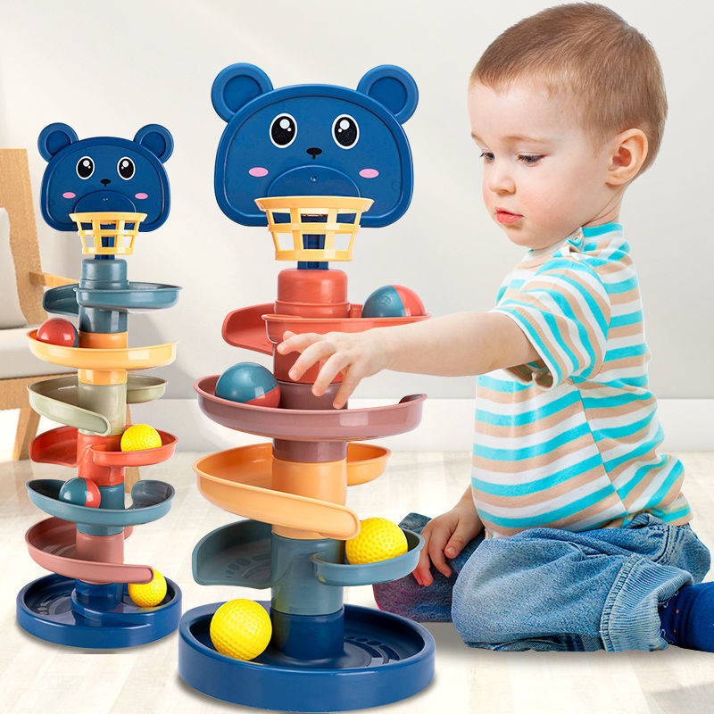 Montessori brinquedo do bebê rolando bola torre montessori jogos educativos para bebês empilhamento pista brinquedos de desenvolvimento do bebê 1 2 3 anos