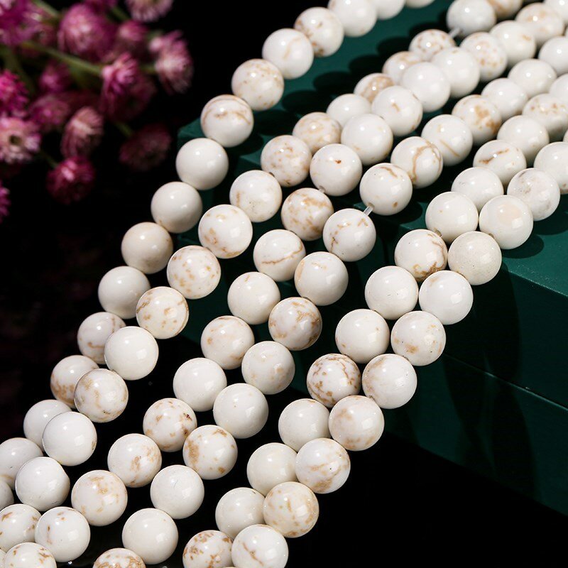 Großhandel natürliche Magnesit Stein Perle runde lose Spacer Perlen für Schmuck machen DIY Armband Halskette Zubehör 15 ''Strang