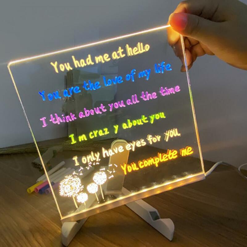 Office Memo Board Reusable Led Note Board Glowing Acrylic Letter Dry-erase Memo Message Board with Bracket Multifunctional Glow