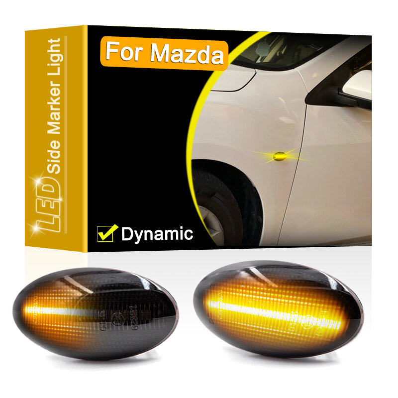12V Clear Lens แบบไดนามิก LED Side Marker โคมไฟสำหรับ Mazda2 Mazda3 Mazda5 Mazda6 BT-50 MPV/II ลำดับไฟกระพริบเลี้ยวสัญญาณ
