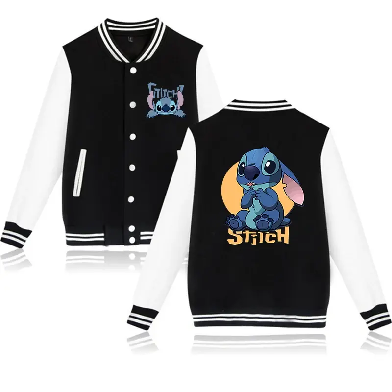Y2k 90er Jahre Stich Disney Hoodie Baseball jacke Männer Frauen Sweatshirt Kinder Jungen Mädchen Harajuku Jacken Streetwear College Mäntel