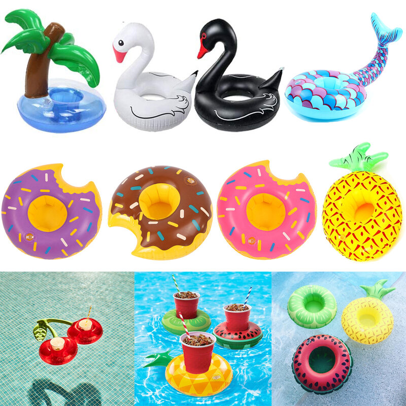 Flotadores inflables para piscina, portavasos para bebidas, decoración de fiesta