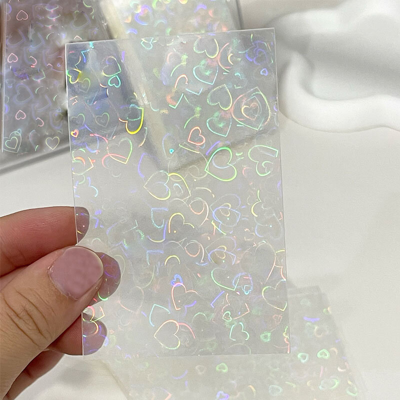 Protector de tarjeta holográfica transparente de 58x87mm, 50 piezas, estrellas láser, corazones, arcoíris, mariposa, fuegos artificiales, juego Idol
