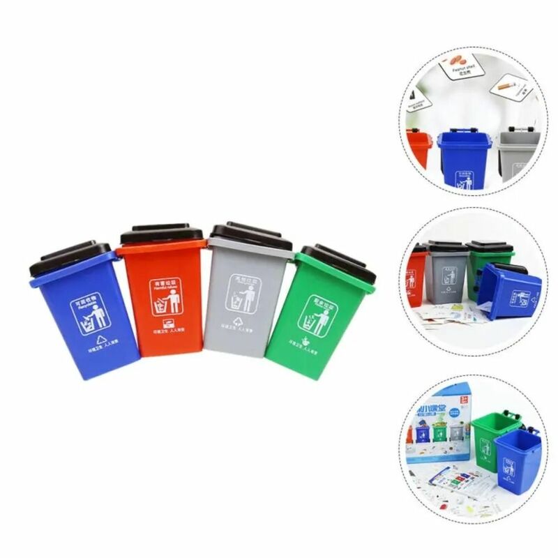 Sorting Toy Garbage Classification Toy 4 Trash Cans Mini Toys Model Miniature Sorting Cards Garbage Truck Education Aids