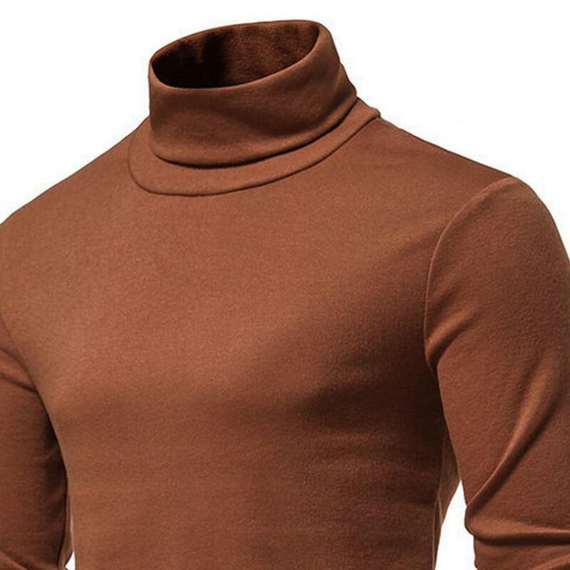 Men Autumn Winter Sweater High Collar Neck Protection Long Sleeve Elastic Pullover Thick Warm Men Bottoming Top Sweatshirt
