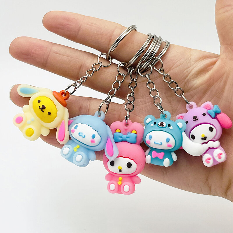 Anime Sanrio Keychain Kuromi Cinnamoroll Hello Kitty Key Chain My Melody Car Keyring Pendant Cartoon Bag Accessories Gift