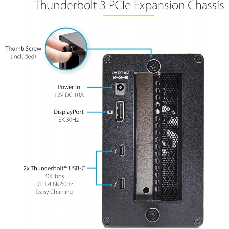 StarTech.com Thunderbolt 3 PCIe kerangka ekspansi, penutup eksternal dengan slot Ekspres PCI ganda, kotak PCIe untuk laptop/Desktop/Al