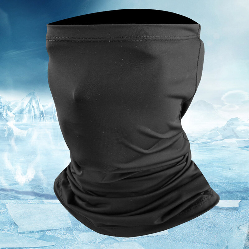 Turbante de protección solar de seda de hielo, bufanda de cuello de cáñamo gris oscuro, escudo para exteriores, bloque blanco y azul