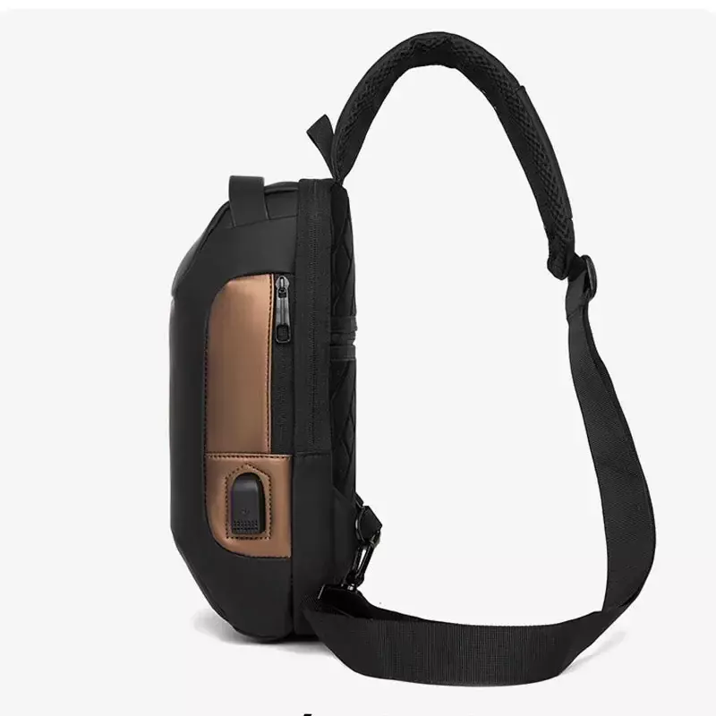 Men Shoulder Bags Waterproof USB Crossbody Anti-Theft Short Travel Messenger Sling Chest Bag for Men Mochila Hombre