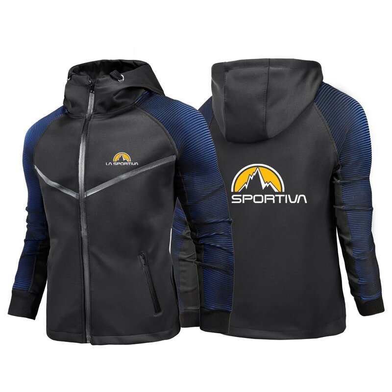 2024 spring and autumn men's La Sportiva Logo printed sports slim windproof gradient hooded zipper racing jacket.