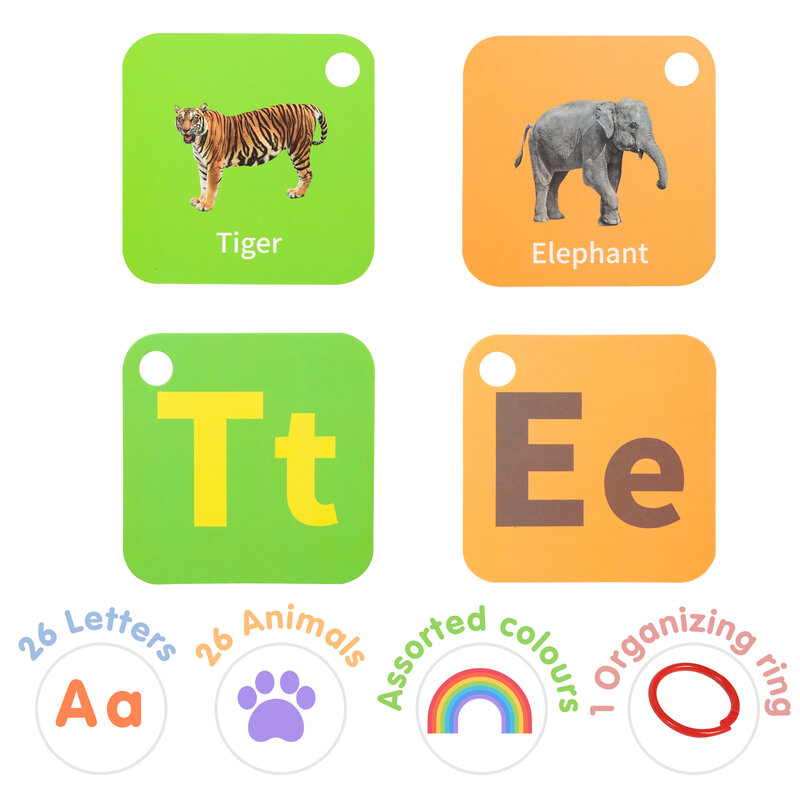 Educational English Alphabet Flashcards for Early Learning - with Ring for Easy Storage, Portable, 26-Letter Learning Set, tool