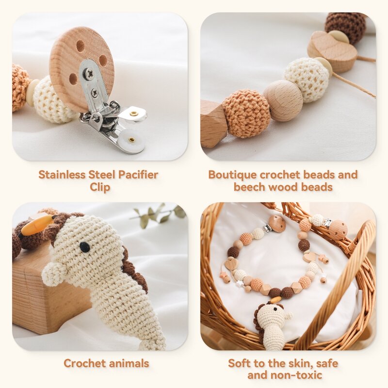 Детская деревянная цепочка-зажим для соски, Прорезыватель для зубов, игрушки для детской кроватки, детской коляски, цепочка, зажим для соски, прорезыватель, игрушки