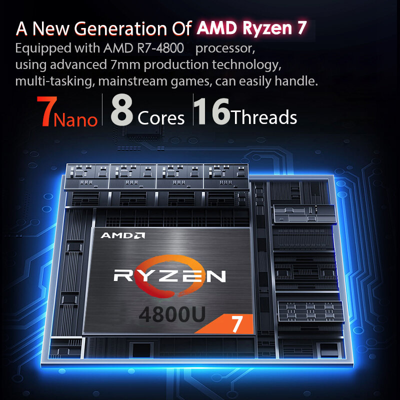 Металлический портативный игровой ноутбук AMD Ryzen 7 4800U, металлический ультрабук с максимальной ОЗУ, 64 Гб ПЗУ, 3 ТБ SSD, 2,4G/5,0G, Bluetooth, windows 10 11