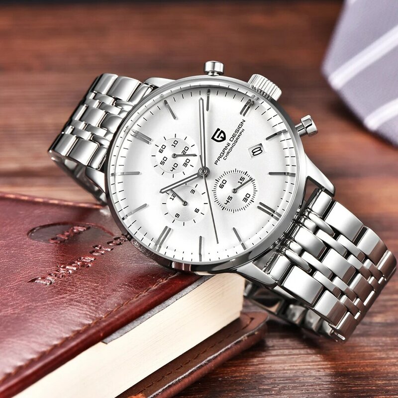 PAGANI DESIGN-Relógio de quartzo de aço inoxidável para homens, relógio cronógrafo impermeável, movimento japonês, VK67, PD2720