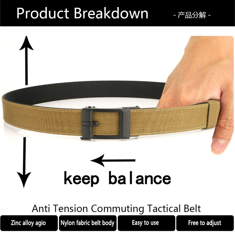TUSHI Metal Automatic Buckle Hard Tactical Belt doppio strato addensato Hanging Gun Belts For Men Outdoor Military Training Strap