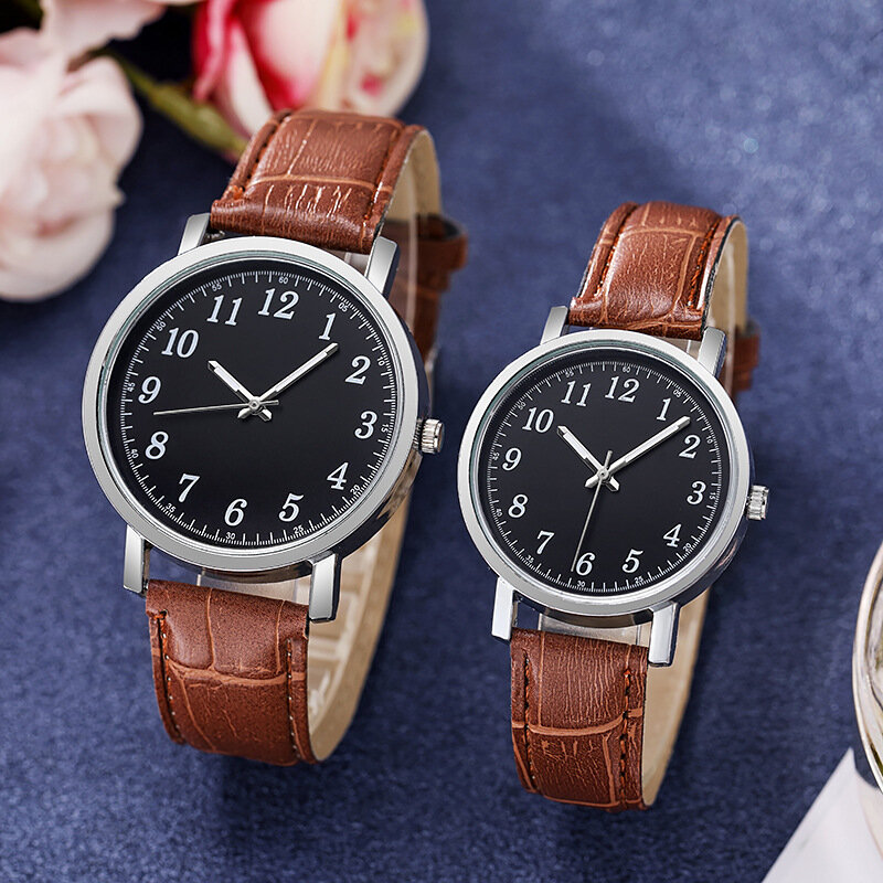 Luxury Couple Analog Watches High-grade Leather Lover Watch Casual Quartz Clock Classic Retro Wristwatch Lovers Romantic Gift
