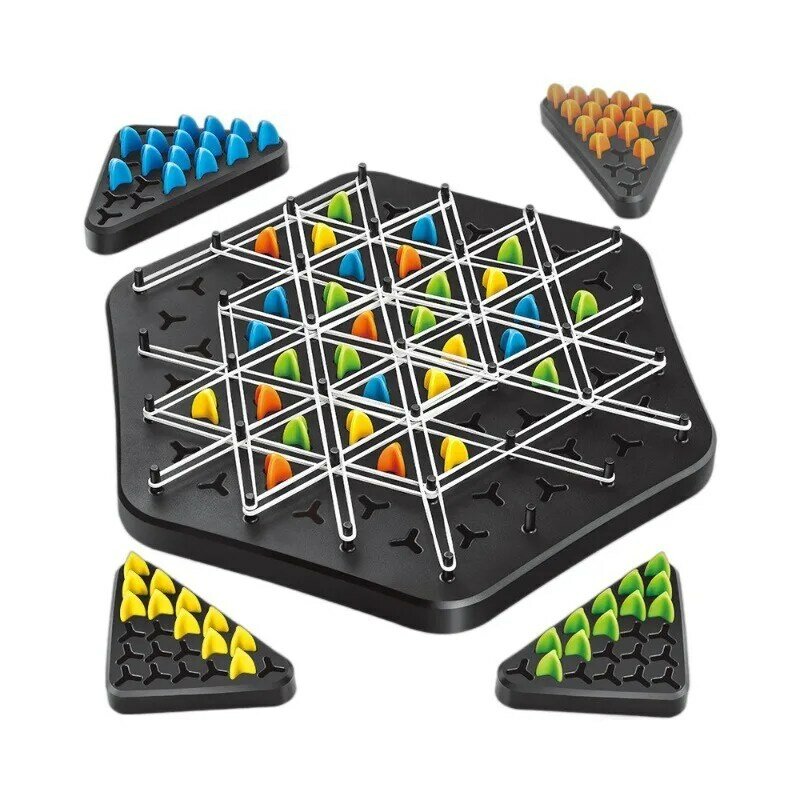 링크 체스 고무 밴드 삼각형 데스크탑 퍼즐 장난감, 어린이 멀티플레이어 가족, 부모 자녀 상호 작용 훈련, 논리적 사고