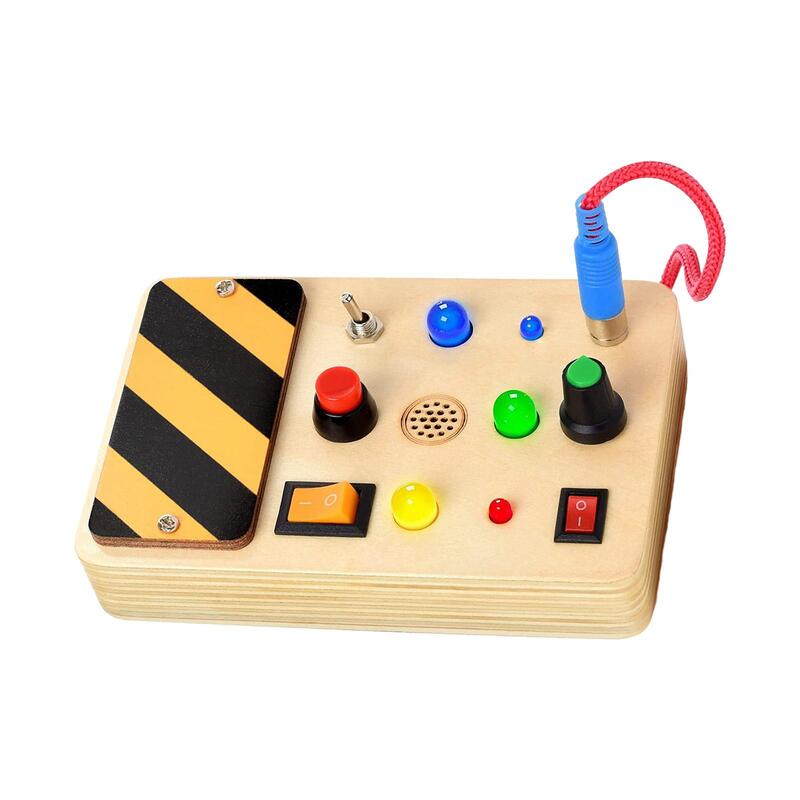 Switch Busy Board scheda sensoriale Toddlers Learning cognitivo LED Busy Board LED tavola sensoriale in legno per bambini regali di festa