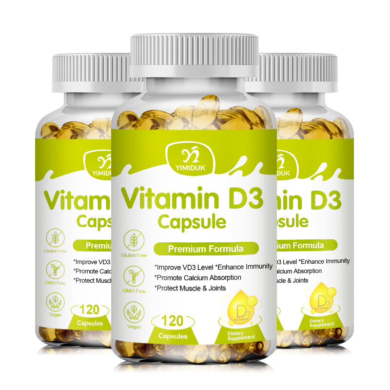 Suplemento de vitamina D, soporte inmunológico, función muscular saludable y Salud ósea, cápsulas de vitamina D3, 50.000 IU
