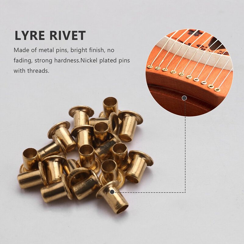 20 Pcs Tuning Pin Nails and 20Pcs Rivets,with L-Shape Tuning Wrench,for Lyre Harp Small Harp Musical Stringed Instrument