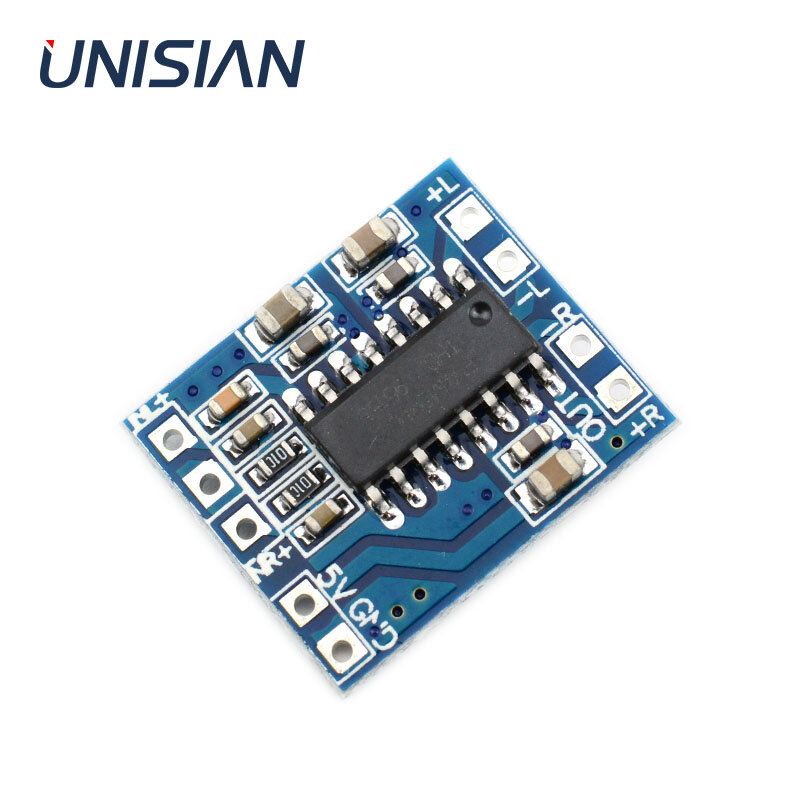 UNISIAN Mini Amplificador De Áudio, Digital Power Amplificadores Board, Sistema De Áudio Portátil, PAM8403, 2.0 Canal, 3W + 3W, DC2.5V-5.5V