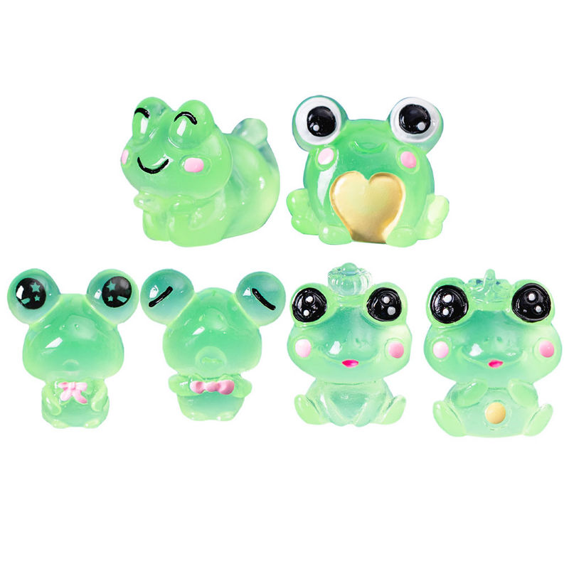 홈 데코 개구리 조각상, 빛나는 개구리 인형, 활기찬 방 송진, 재미있는 미니 동물 장식, 6 개