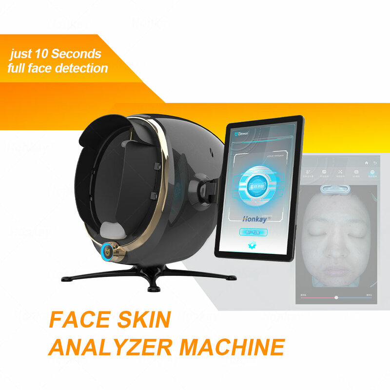 نظام تشخيص محلل الوجه ثلاثي الأبعاد ، متعدد اللغات ، 8 طيف ، جهاز تحليل الوجه الذكي AI ، جهاز التجميل ، في ، 21.5in