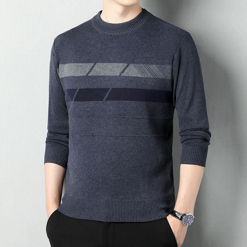 Мужской свитер в стиле пэчворк, теплый Повседневный пуловер с длинным рукавом, одежда для осени и зимы, 2023