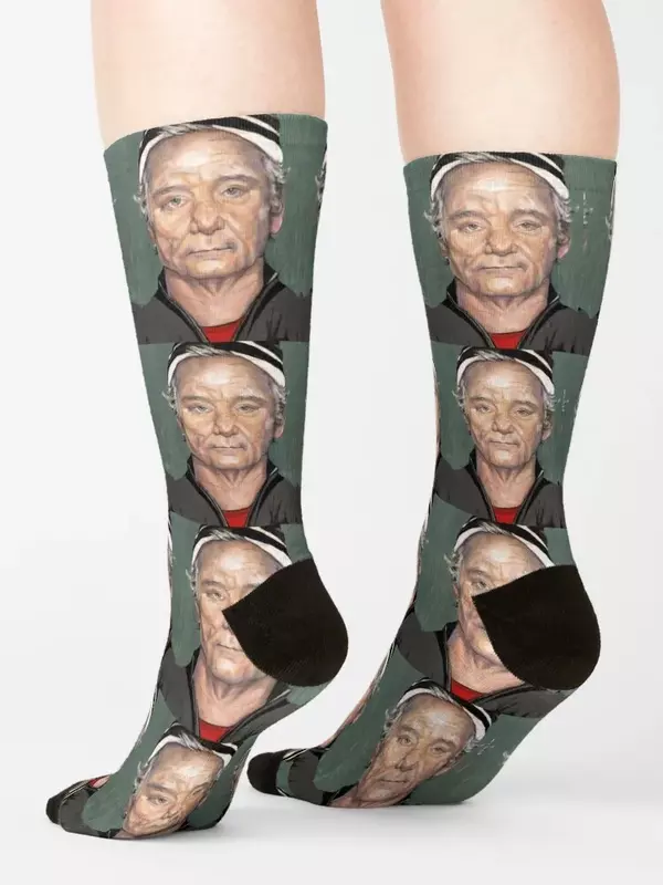 Calcetines de pintura de Bill Murray para hombre y mujer, medias transparentes de colores navideños, novedad