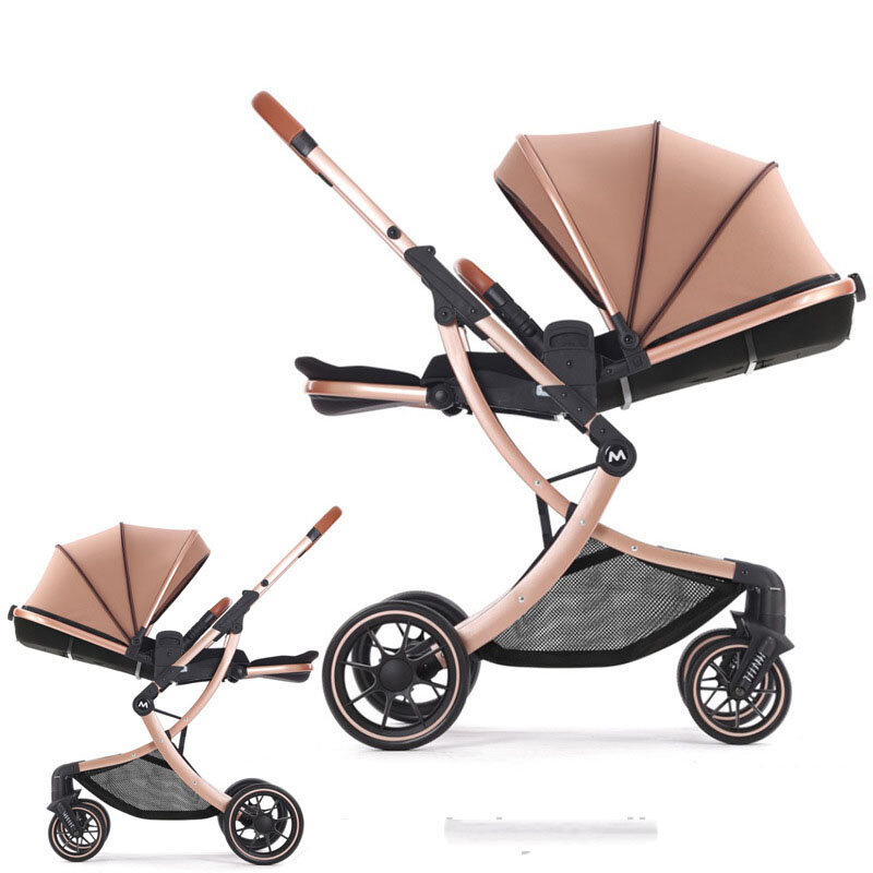 Прогулочная коляска для новорожденных, легкая складная, двустороннее поворотное сиденье, регулируемая, четыре колеса
