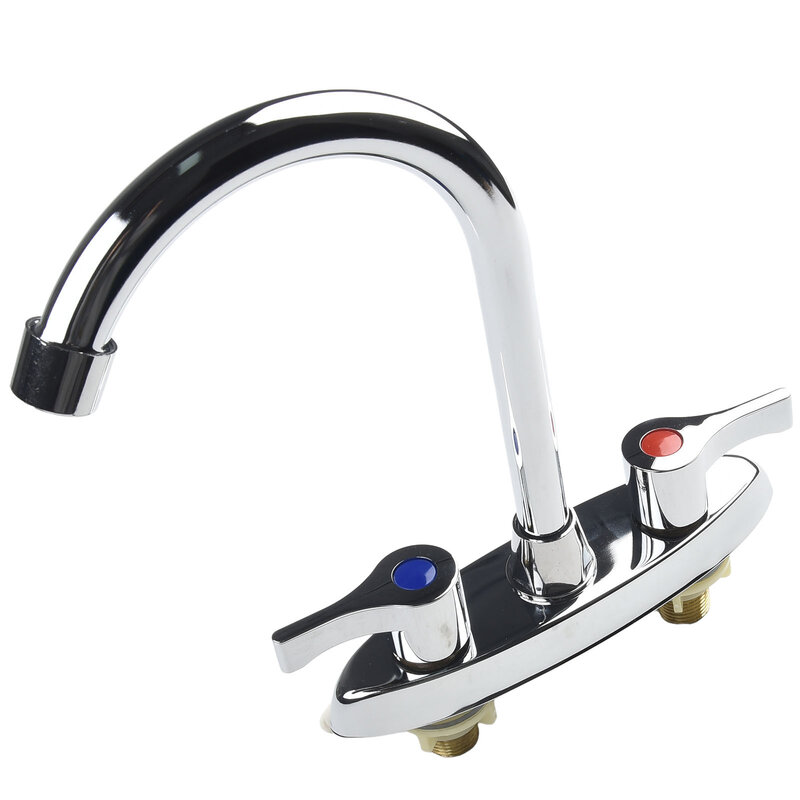 1pc Double Hole Handle Kitchen Faucet Rotary Hot And Cold Bathroom Basin Sink Mixer Tap Replacement Accessories
