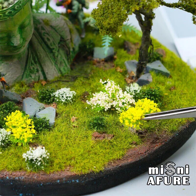 Simulação modelo em miniatura vegetação folha verde flor cluster paisagem arquitetura areia mesa material diy brinquedos artesanais