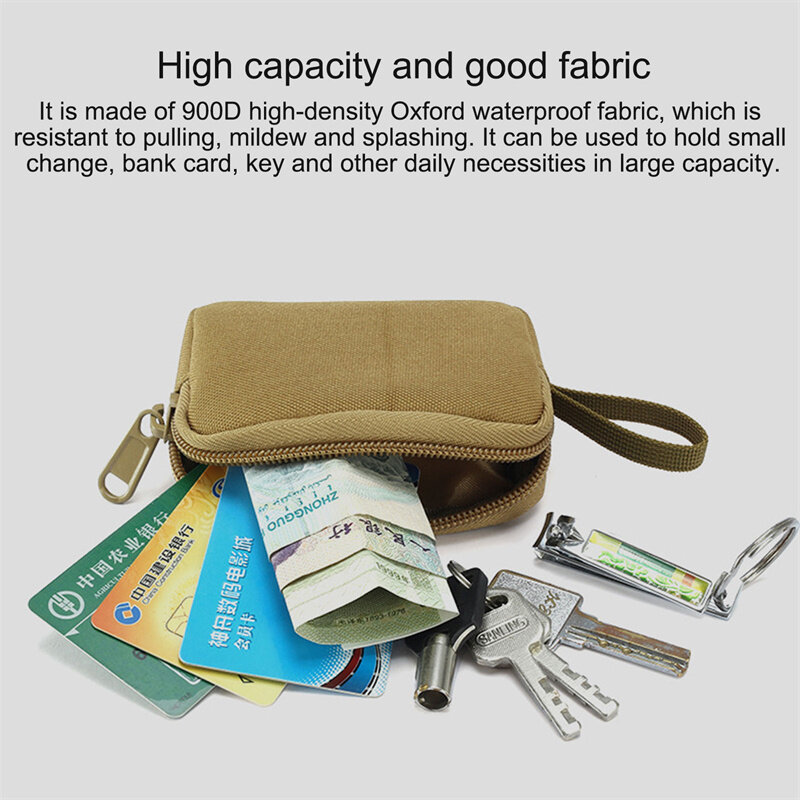 محفظة صغيرة تكتيكية مضادة للماء للرجال ، حقيبة بطاقة ، الحقيبة الرئيسية جيب صغير ، حقيبة المال