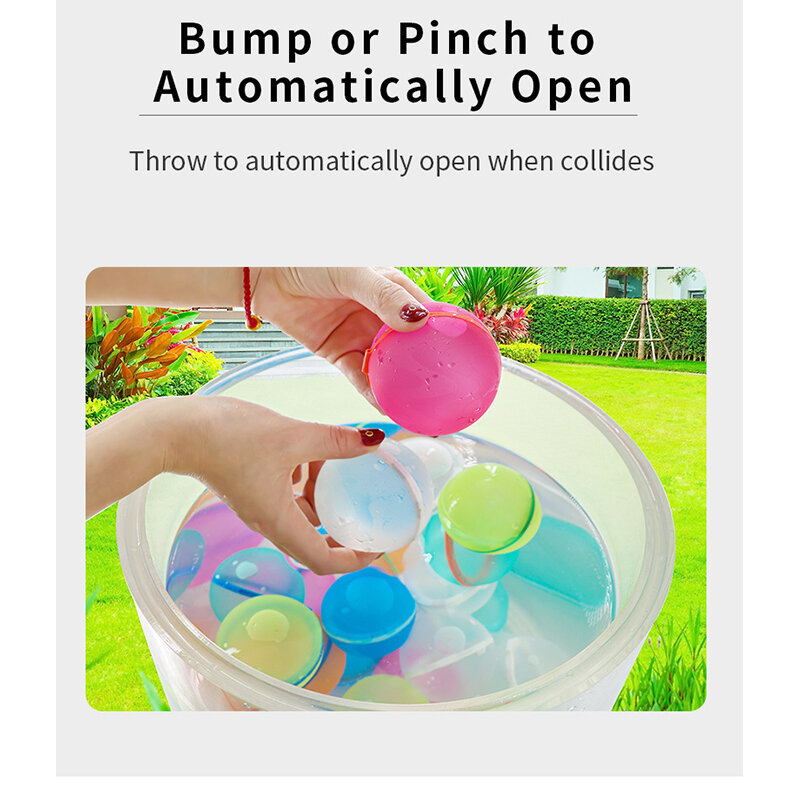 Wielokrotnego użytku balon wodny magnetyczne szybkie napełnianie balon wodny wielokrotnego użytku, nadające się do ponownego napełniania samoklejący kule rozpryskowe bomby wodnej na basen dla dzieci