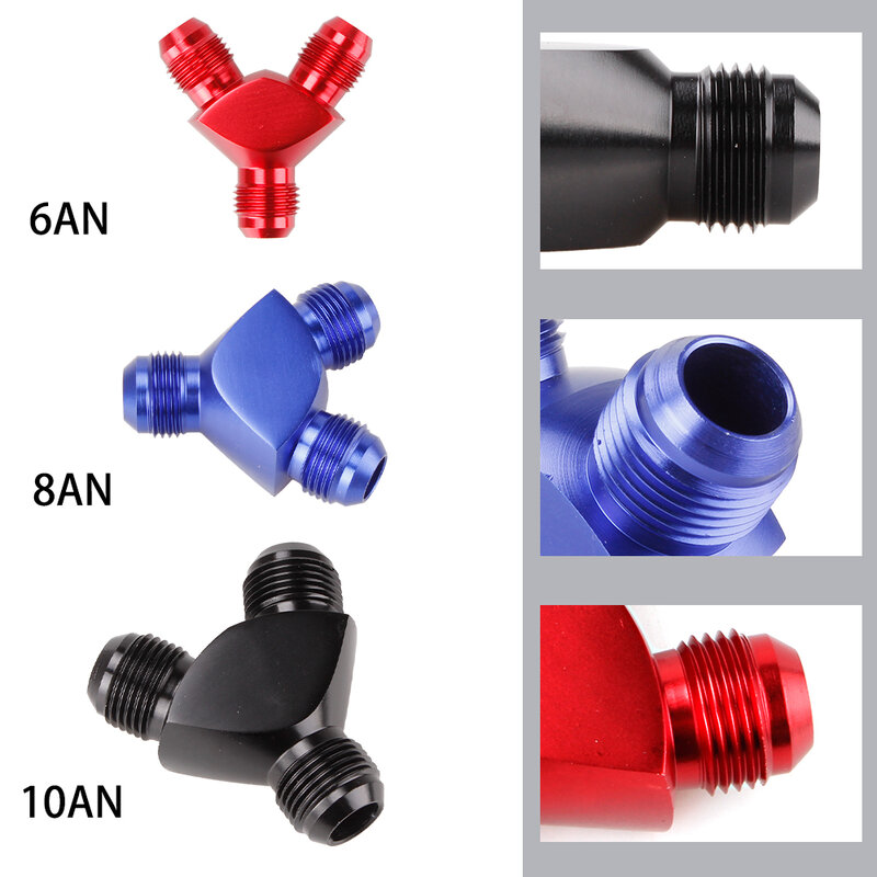 RASTP-AN6 AN8 AN10 Y Type Olie Pijp Joint Aluminium Y Blok Adapter Fittings Adapter 3 Way Adapter Fittings Car Accessoires HR051