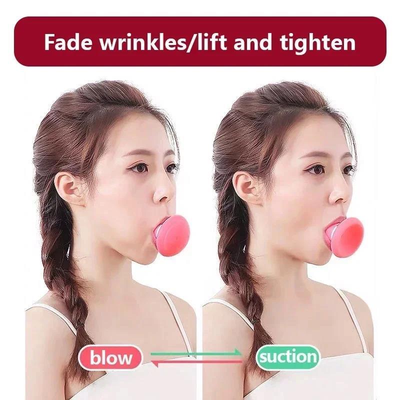 New Silicone Face Facial Lifter Slimming Face Lifter Double Thin Wrinkle Removal Blow Breath Exerciser Masseter Muscle Line Tool