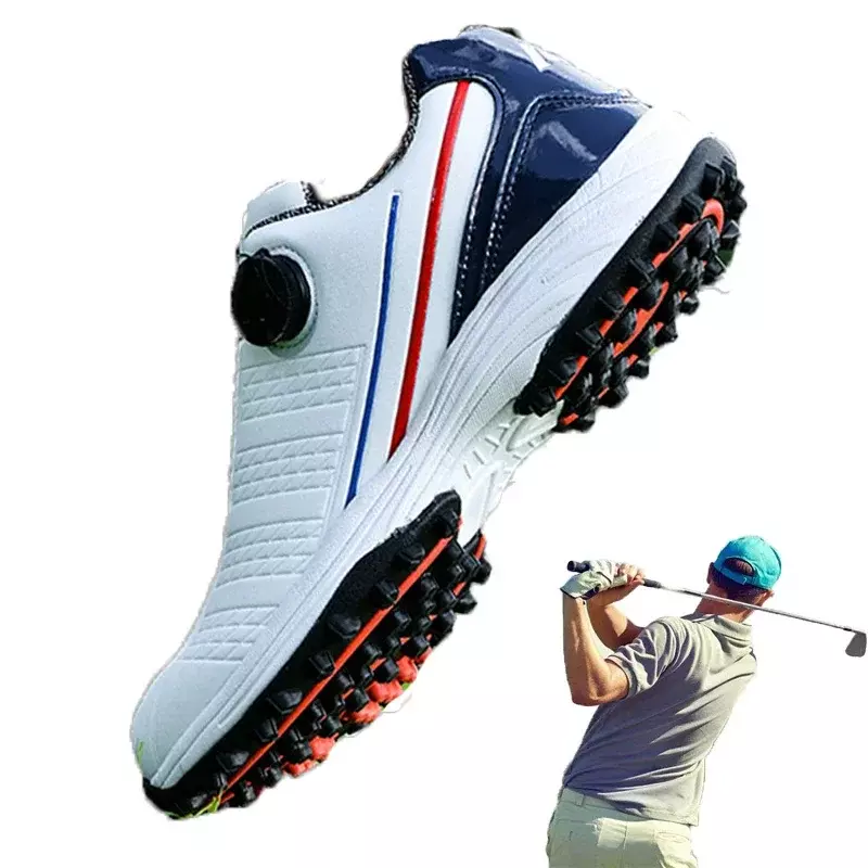 Sepatu Golf pria, sneaker atletik Anti selip, SEPATU kaki jalan luar ruangan ukuran 39-45