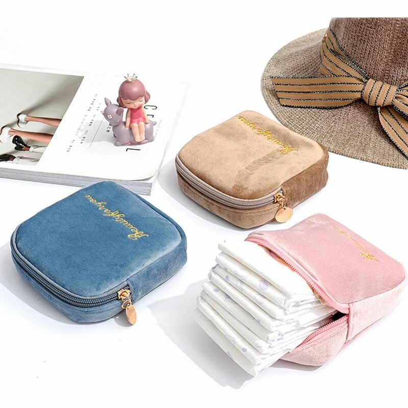 กระเป๋าใส่ผ้าเช็ดปากสีพื้นน่ารักสำหรับเดินทางสุดสร้างสรรค์แบบพกพาหมากรุก tas kosmetik กระเป๋าเก็บผ้าอนามัย