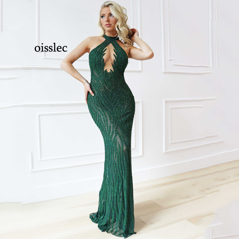 Oisslec Evening Dress Beaded Prom Dress Backless Fromal Dress Tight Celebrity Dresses Chest Hollow Party Gown Elegance Customize