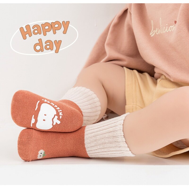 Новинка 2023, весенние детские носки для пола, милые мягкие носки с мультяшным рисунком для мальчиков и девочек, нескользящие носки для малышей