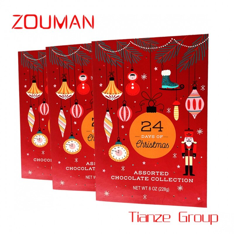 Caja de embalaje de regalo personalizada para Chocolate, calendario de adviento de galletas de cuenta regresiva de Chocolate vacío de Navidad, 24 días