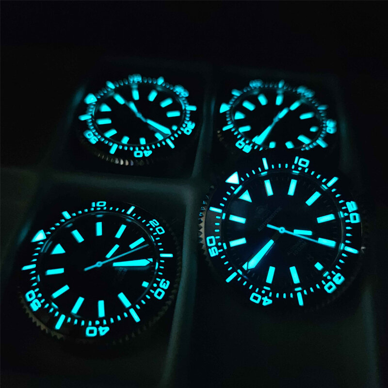 ADDIESDIVE-Relógio Mecânico Mergulho para Homens, Safira Cristal, Mostrador Luminoso Azul, Moldura Cerâmica, Aço Inoxidável 316L, 1000m