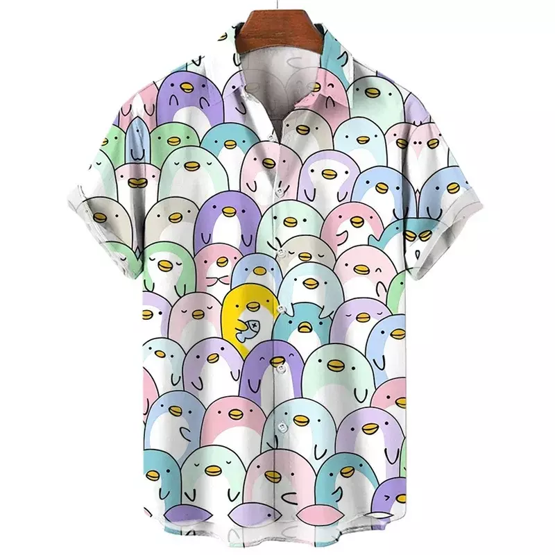 T-Shirt da uomo Anime Cat Graphic Print Cartoon Dog camicie a maniche corte hawaiane oversize per uomo camicia Unisex Harajuku estiva