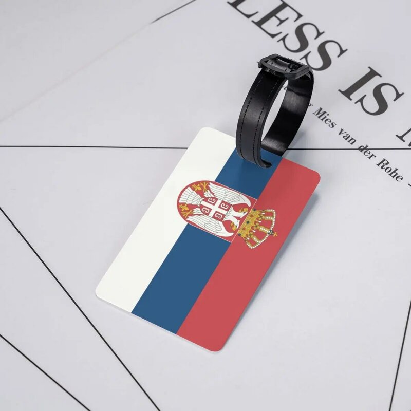 Custom Serbia Flag Luggage Tag With Name Card Privacy Cover ID Label for Travel Bag Suitcase